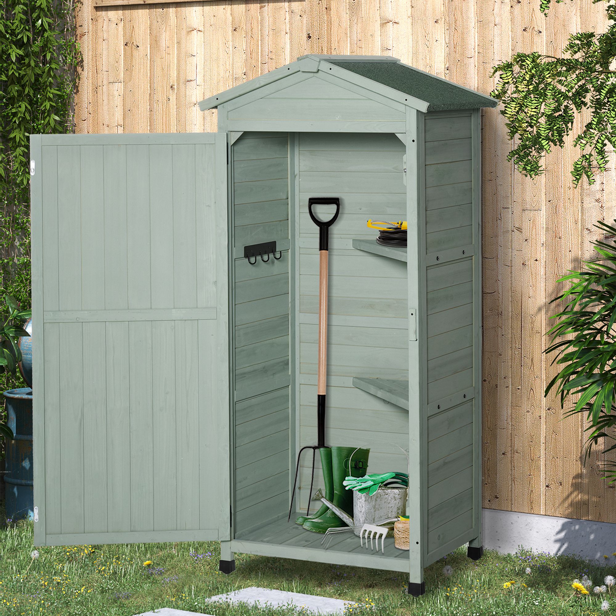 Wooden Garden Cabinet 3-Tier Storage Shed - MSFMART UK